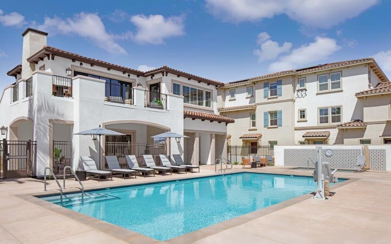 a pool in a backyard