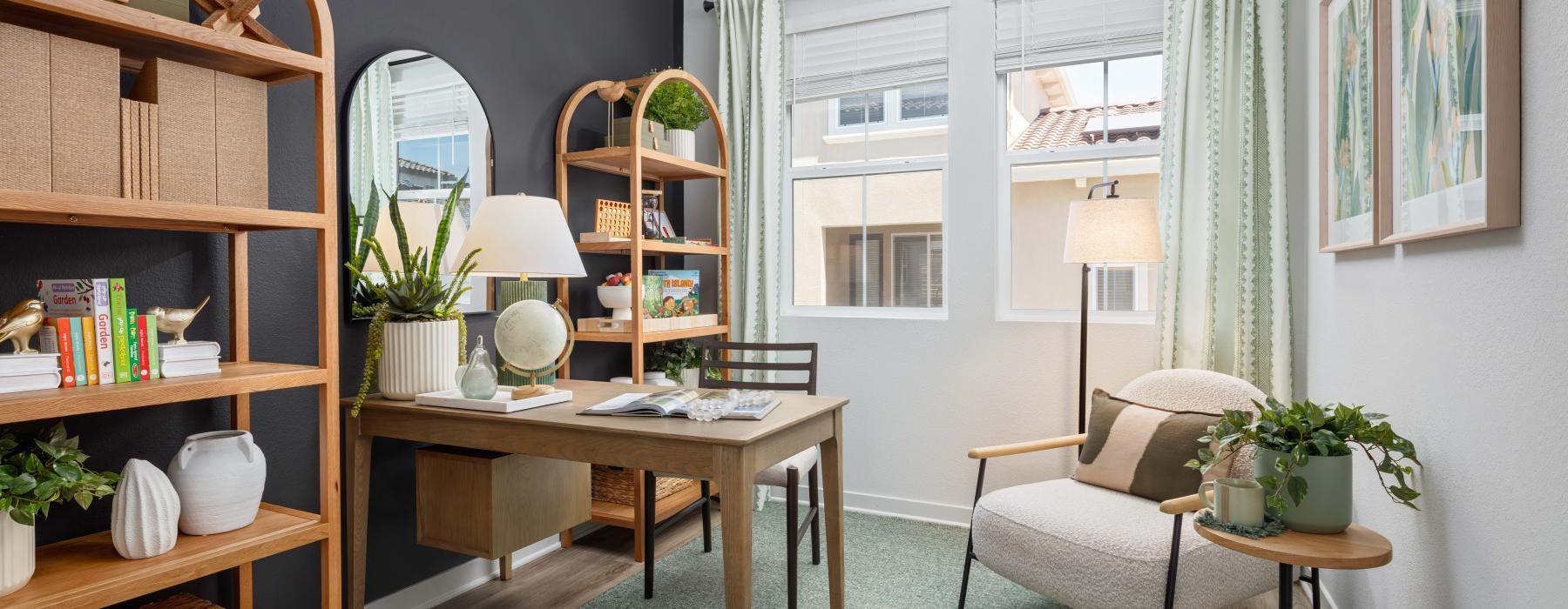 a room with a table and chairs